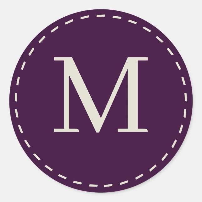 Stilvoll lila mit Monogramm Runder Aufkleber (Vorderseite)