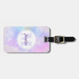 Stilvoll Lila Pink Blue Watercolor Monogram Gepäckanhänger