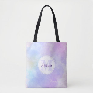 Stilvoll Lila Pink Blue Watercolor Monogram Tasche
