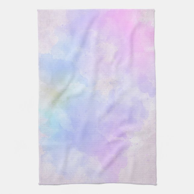 Stilvoll Lila rosa Blau Abstrakte Wasserfarbe Geschirrtuch (Vertikal)