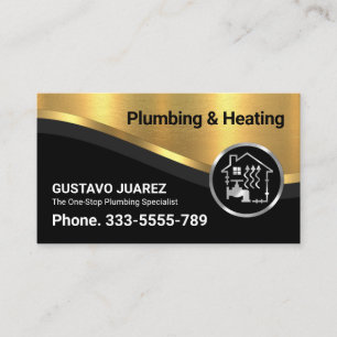 Stilvoll luxuriöser Gold Curve Wave Plumber Visitenkarte
