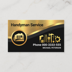 Stilvoll luxuriöser Gold Wave Handyman Visitenkarte