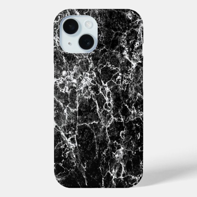 Stilvoll Luxuriöser zeitloser schwarzer Marmorstei Case-Mate iPhone Hülle (Rückseite)