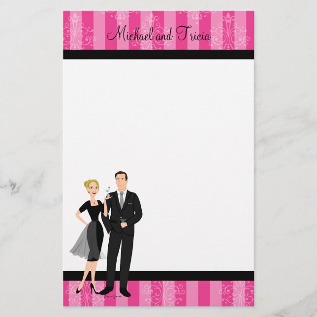 Stilvoll Martini Couple Briefpapier (Vorderseite)