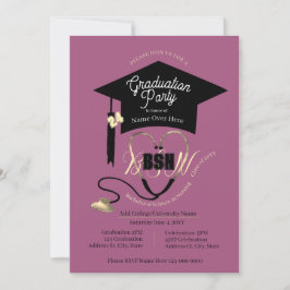 Stilvoll Mauve Lila Editable Nurse Grad Party Einladung