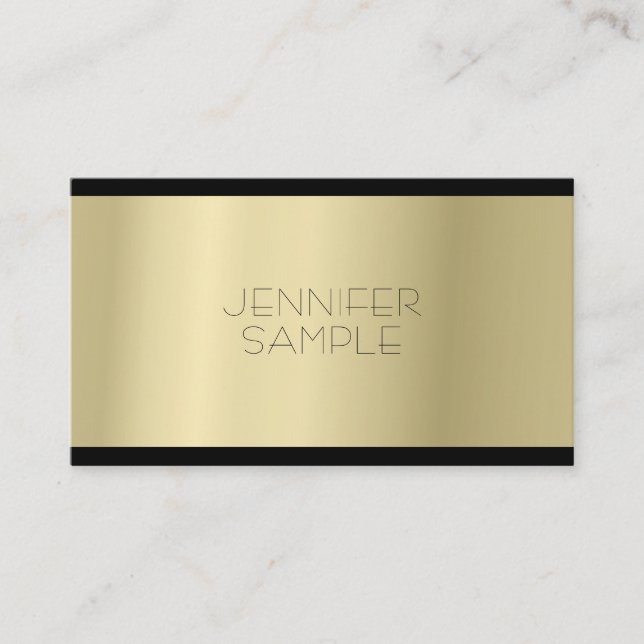 Stilvoll Minimalistischer Glamour Gold Look Schlic Visitenkarte (Vorderseite)