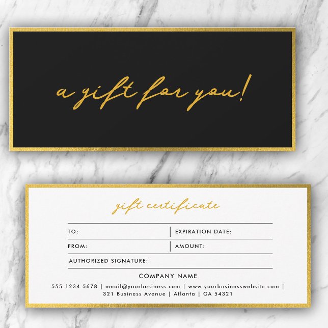 Stilvoll Minimalistisches Gold- und Black-Geschenk (Stylish Minimalist Gold & Black Gift Certificate)