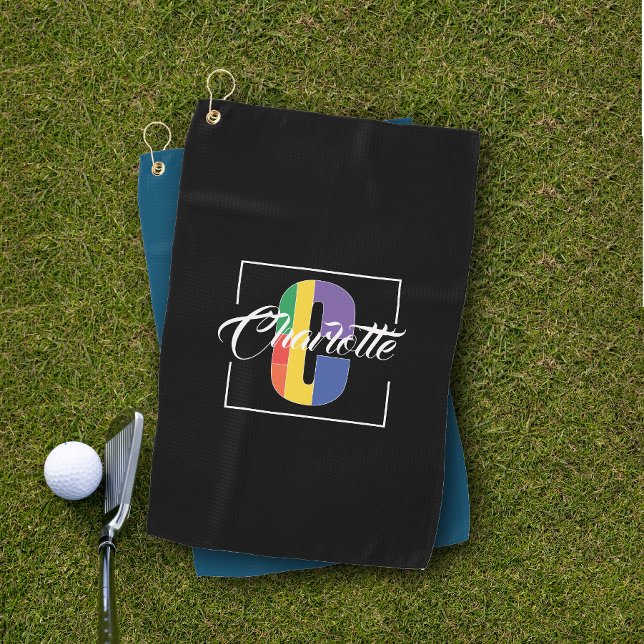 Stilvoll mit Monogramm Anfangsbuchstabe C schwarz Golfhandtuch (Von Creator hochgeladen)