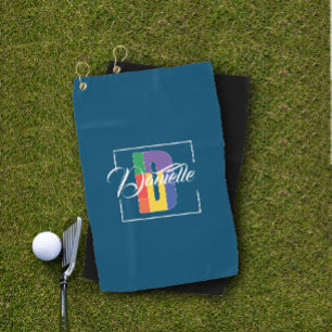 Stilvoll mit Monogramm Anfangsbuchstabe D schwarz Golfhandtuch