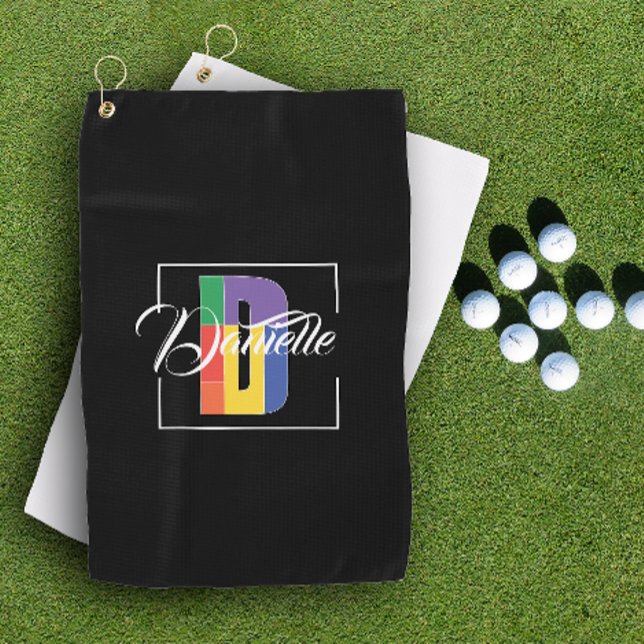 Stilvoll mit Monogramm Anfangsbuchstabe D schwarz Golfhandtuch (Von Creator hochgeladen)