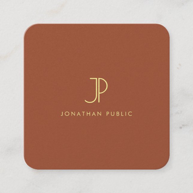 Stilvoll Mit Monogramm Template Luxury Premium Pea Quadratische Visitenkarte (Vorderseite)