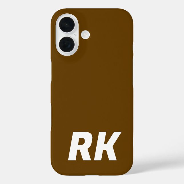 Stilvoll modern Eleganter Name Minimal Solid Brown iPhone 16 Hülle (Rückseite)