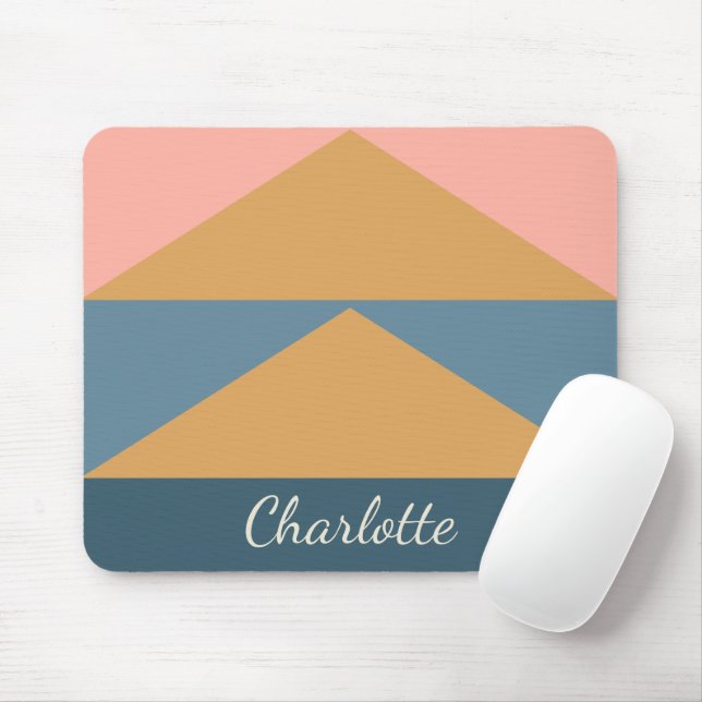 Stilvoll modern geometric Gold Blue Personalisiert Mousepad (Mit Mouse)