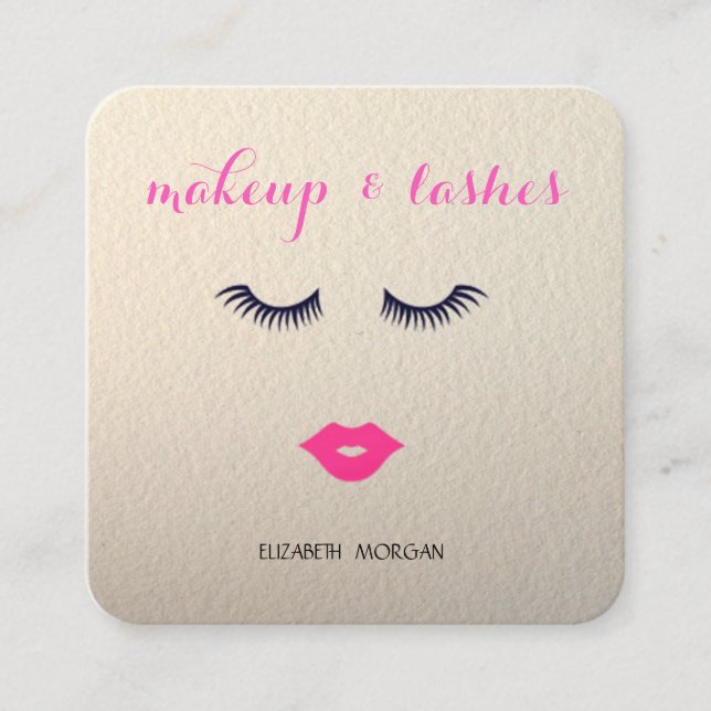 Stilvoll modern ,Lippen,Lashes,Makeup Quadratische Visitenkarte (Vorderseite)