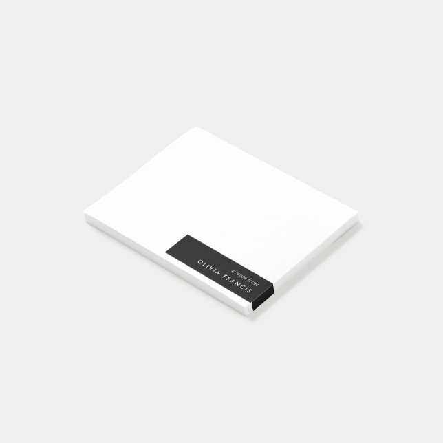 Stilvoll modern Minimal einfach Schwarz und Weiß Post-it Klebezettel (angewinkelt)