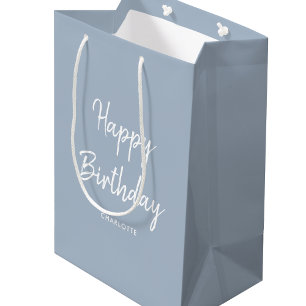 Stilvoll Moderne Birthday Blue Gray Personalisiert Mittlere Geschenktüte