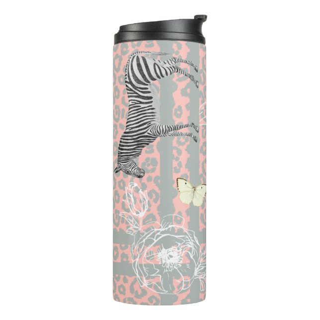 Stilvoll Moderne eklektische Chic Pastel Pink Gray Thermosbecher (Nach links gedreht)