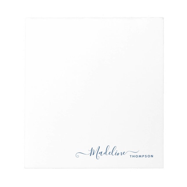 Stilvoll moderne Girly Script Navy Blue Notizblock (Vorderseite)