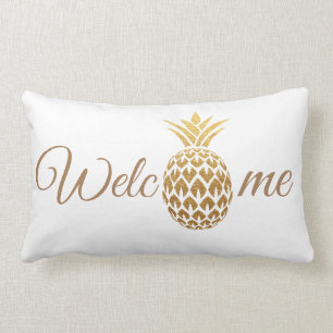 Stilvoll Moderne Gold Ananas Weiß Empfang Lendenkissen
