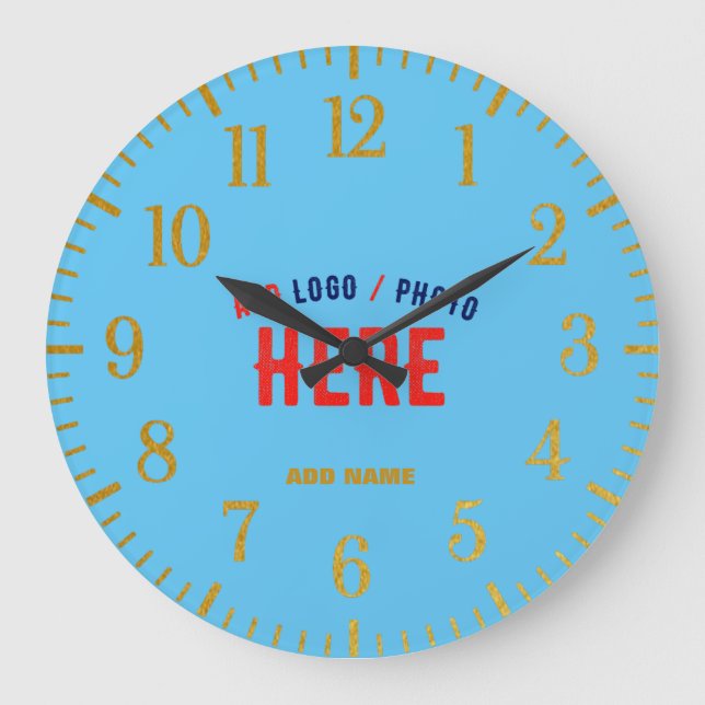 STILVOLL MODERNE KUSTOM SWAG SKY BLAUE VERIFIKATIO GROßE WANDUHR (Vorderseite)