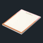 Stilvoll moderne, rosa orange Grenze Personalisier Notizblock<br><div class="desc">Stilvolles,  modernes rosa und orangefarbenes Personalisiertes Notepad</div>