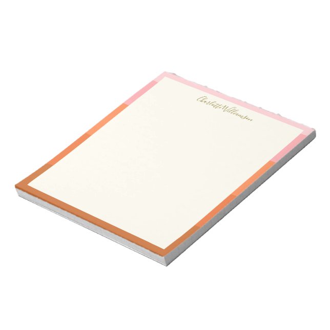 Stilvoll moderne, rosa orange Grenze Personalisier Notizblock (Rotiert)