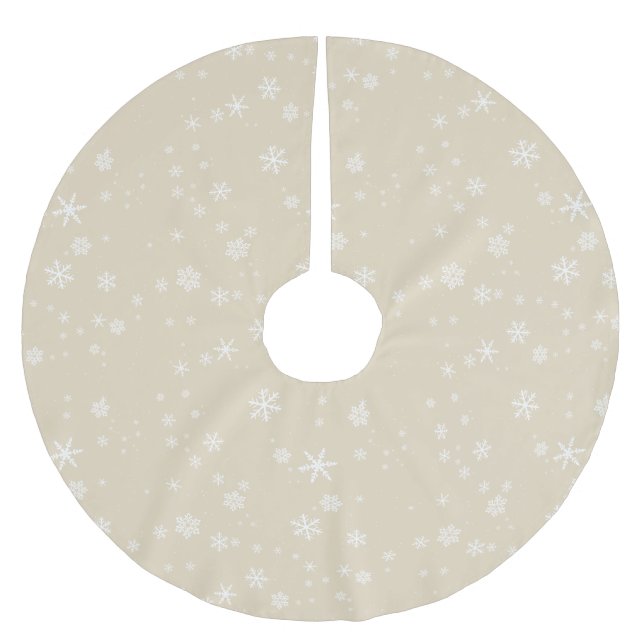 Stilvoll Moderner Beige Snowflake Weihnachtsfeiert Polyester Weihnachtsbaumdecke (Vorderseite)