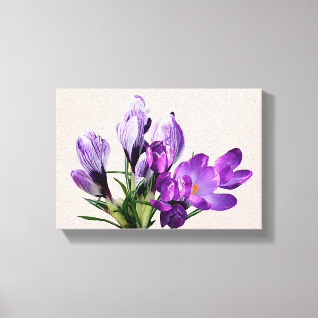 Stilvoll moderner boho lila Crocus Blume Glasur Leinwanddruck (Vorderseite)