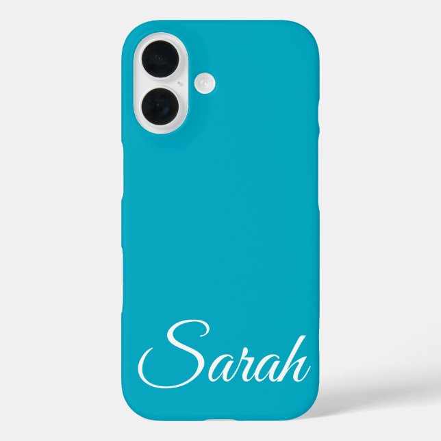 Stilvoll moderner klassischer Kundenname Blau iPhone 16 Hülle (Rückseite)