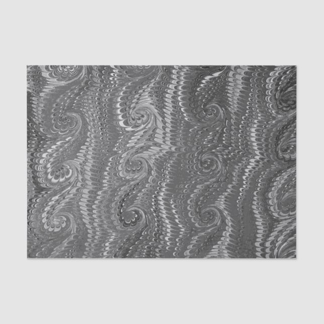 Stilvoll modernes, Abstrakt-Grau-Swirl-Marmormuste Seidenpapier (Vorderseite)