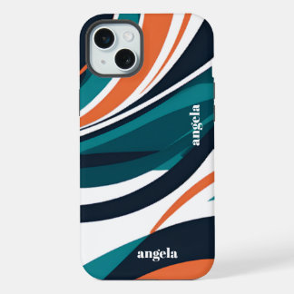 Stilvoll modernes abstrakt orangefarbenes aquamari iPhone 15 plus hülle