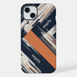 Stilvoll modernes abstraktes geometrisches Orangen iPhone 15 Plus Hülle