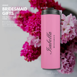 Stilvoll Modernes, elegantes rosa Bridesmaid Monog Thermosbecher
