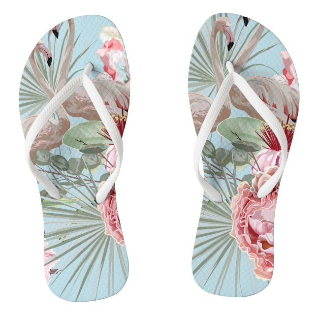 Stilvoll modernes Flamingo Muster blau hübsch gürt Flip Flops (Fußbett)