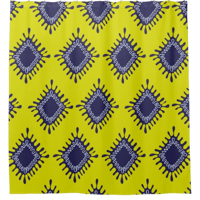 Stilvoll modernes Ikat-Stamm nahtloses Muster Duschvorhang (Vorderseite)