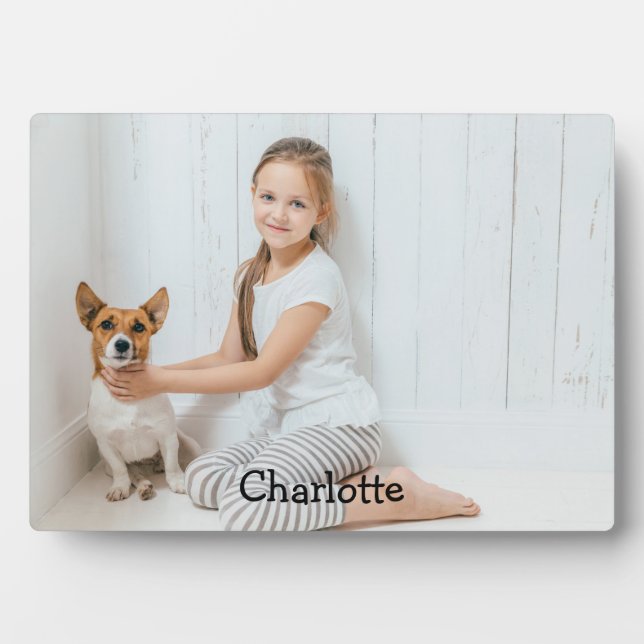 Stilvoll Modernes Personalisiertes Foto Monogram Fotoplatte (Vorderseite)