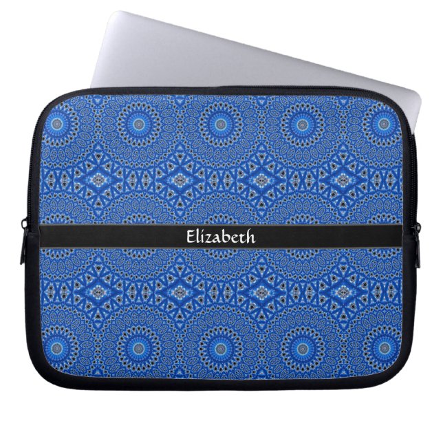 Stilvoll Modernes Personalisiertes Muster Blau Sch Laptopschutzhülle (Vorderseite)