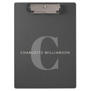 Stilvoll monogrammierter Name professionell Schwar Klemmbrett