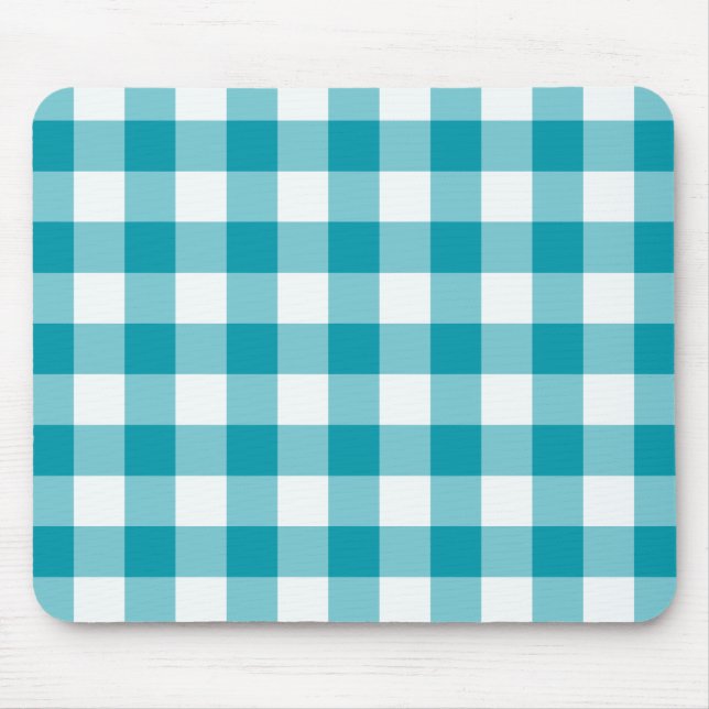 Stilvoll Mousepad, Aquamariner Karo Gingham Mousepad (Vorne)
