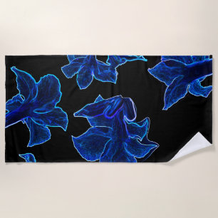 Stilvoll Neon Blue Blumen Blumen Strandtuch