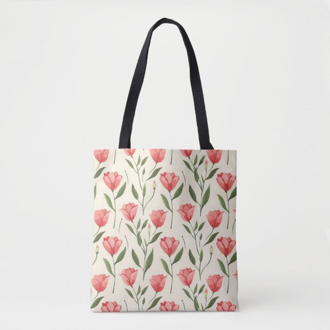 Stilvoll Niedlich rosa Botanische Tulip Tasche (Vorderseite)