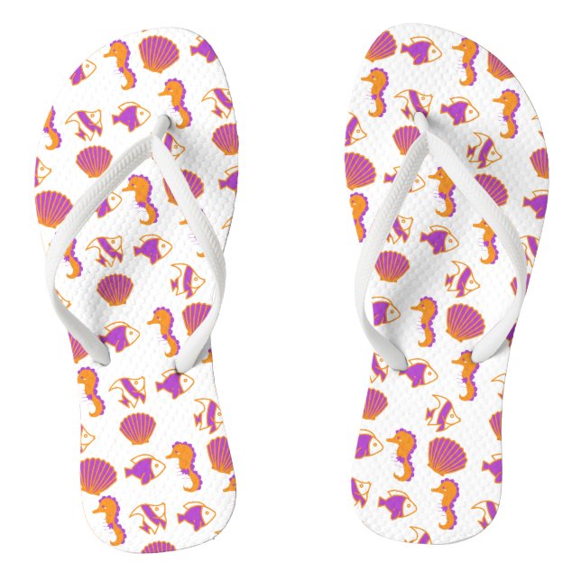 Stilvoll Niedliches, farbenfrohes Meeresleben unte Flip Flops (Fußbett)