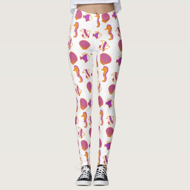 Stilvoll Niedliches, farbenfrohes Meeresleben unte Leggings (Vorderseite)