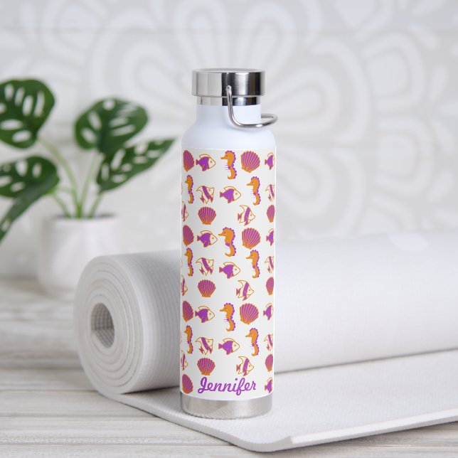 Stilvoll Niedliches, farbenfrohes Meeresleben unte Trinkflasche (Yoga)