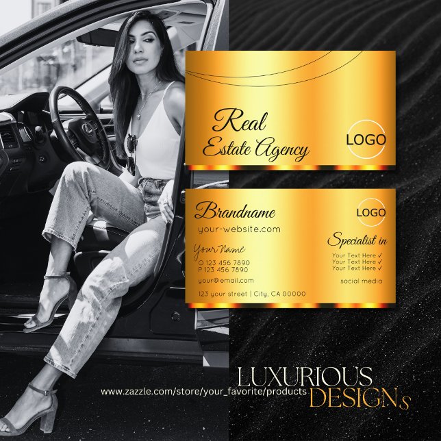 Stilvoll Orange Glamour mit Logo Beruflich Visitenkarte (Von Creator hochgeladen)