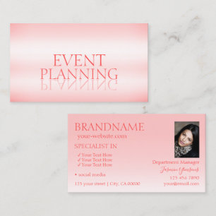 Stilvoll Pastel Pink Chic Mirror Schriftart mit Fo Visitenkarte