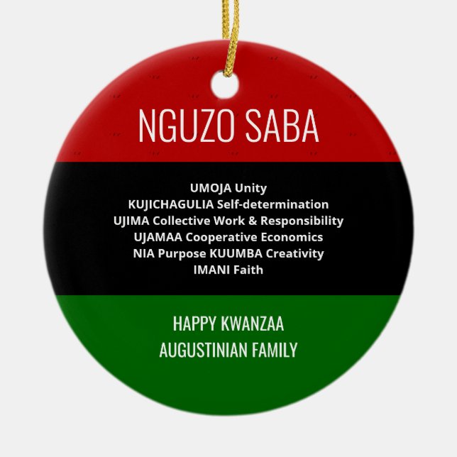 Stilvoll personalisiert NGUZO SABA Happy Kwanzaa Keramik Ornament (Vorne)
