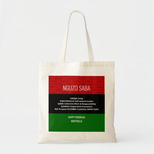 Stilvoll personalisiert NGUZO SABA Happy Kwanzaa Tragetasche (Vorne)