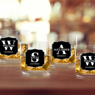 Stilvoll Personalisierter Monogramm-Trauzeuge Whiskyglas