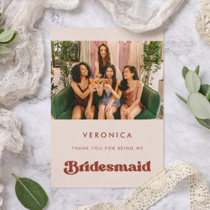 Stilvoll Pfirsich Pink Bridesmaid Danke Fotokarte Einladung